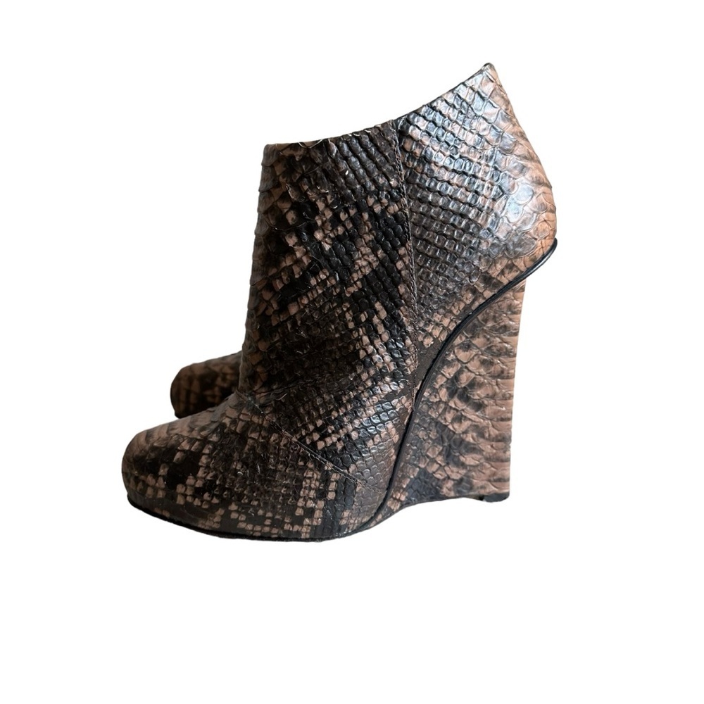 Giuseppe Zanotti Python Wedge Ankle Booties Brown… - image 2